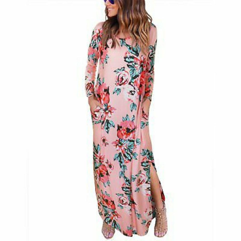 Floral Party Boho Pocket Long Maxi Dress